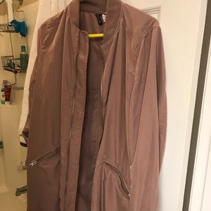 Rose gold long bomber jacket